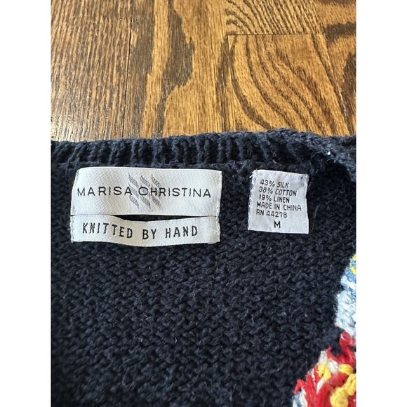 Vintage Marisa Christina‎ Hand Knit Silk/cotton/Wool Sweater Sz Medium Cardigan - Picture 3 of 9